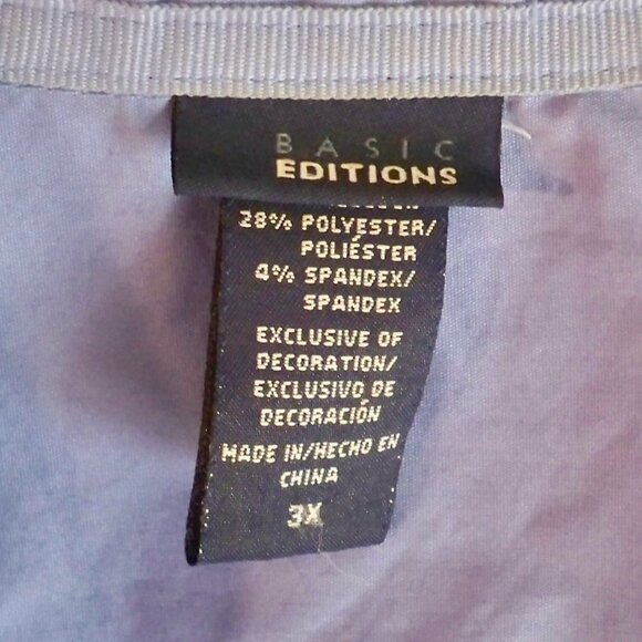 Basic Editions Blue Button Up *Shirt, 3X - Picture 4 of 7